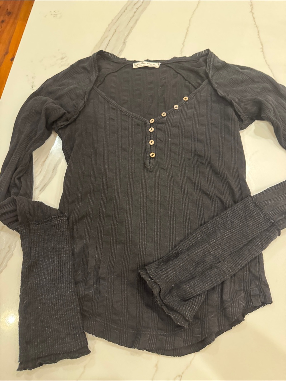 We The Free Charcoal Ribbed Long Sleeve Henley